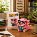 Cute Bookworm Axolotl Building Blocks with Glasses🦎