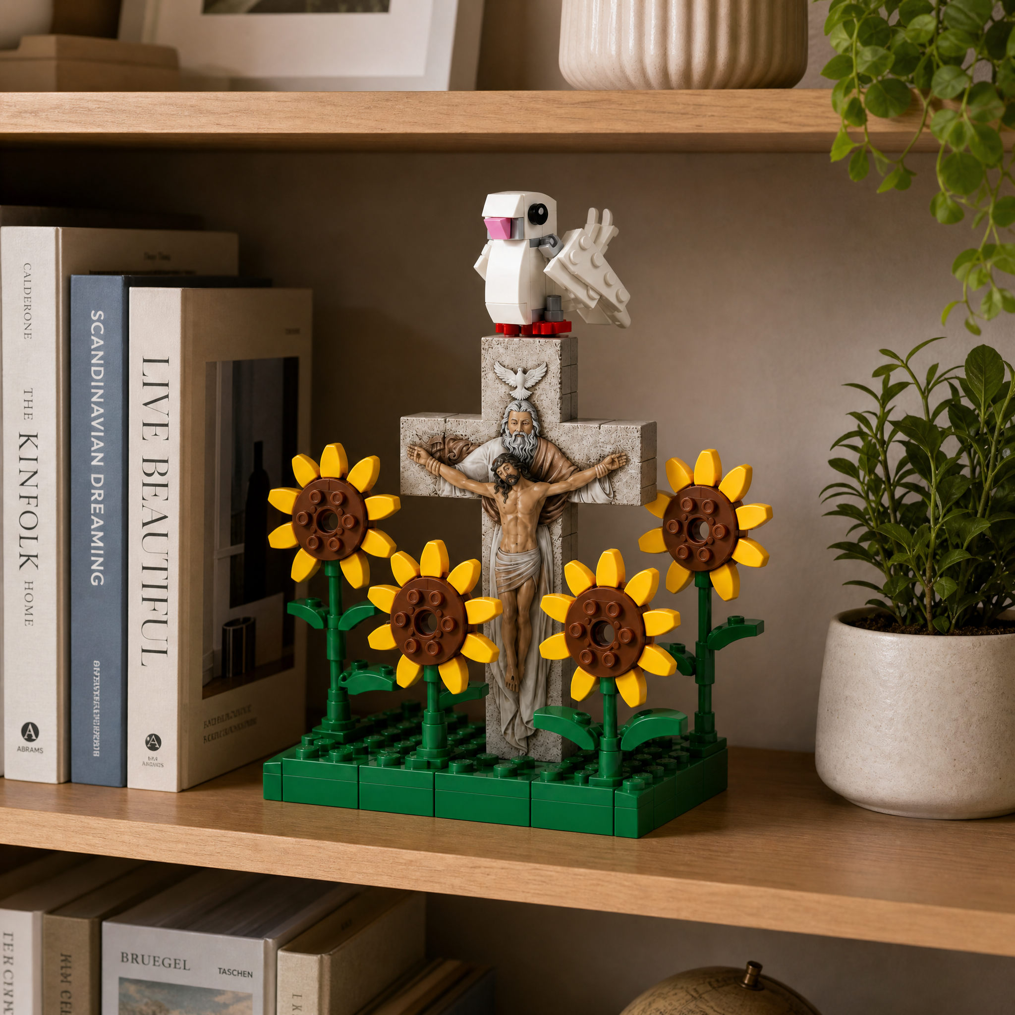 🌻🕊️ Faith & Sunflowers Cross Brick Set