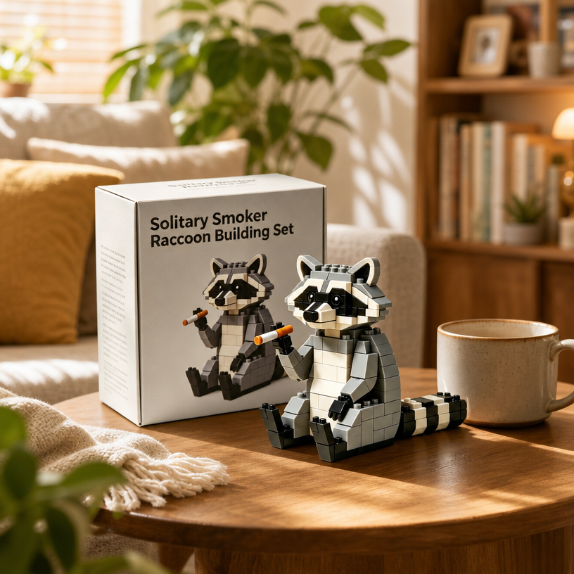 Einsamer Raucher Waschbär Baukasten