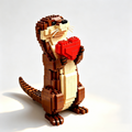 Kawaii Otter mit Herzchen-Bausteinen