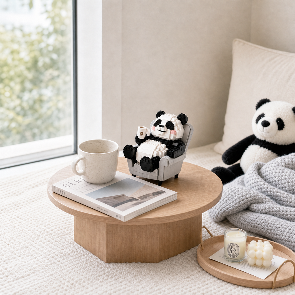 🐼 Lazy Lounge Coffee Panda Brick Building Kit