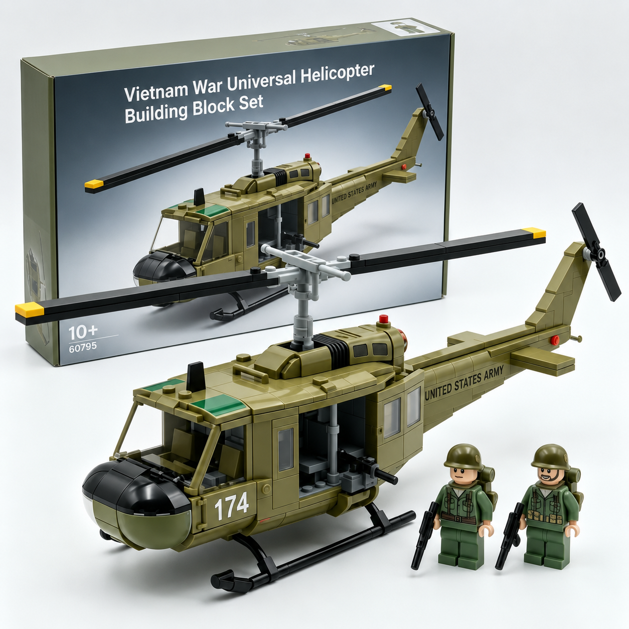 Juego de Bloques de Construcción de Helicóptero Universal de la Guerra de Vietnam🚁