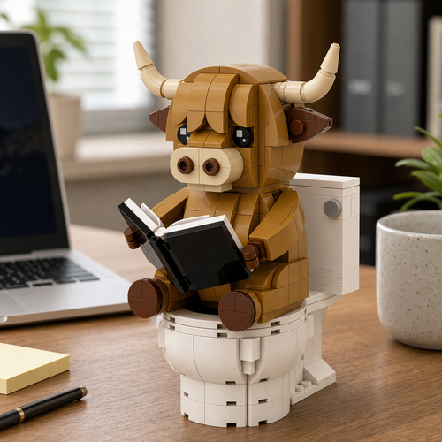 Bathroom Reading Highland Cow Building Block Set