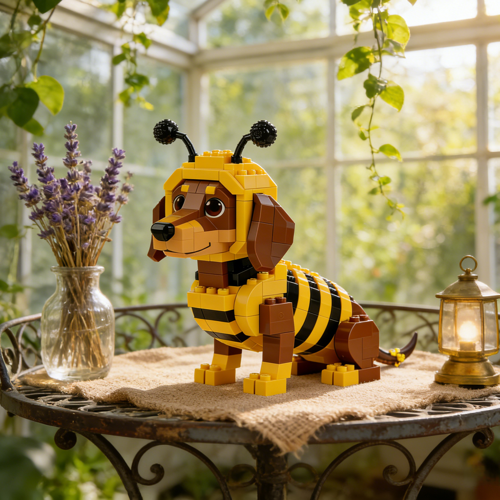 🐕Bienen-Dackel-Baustein-Set