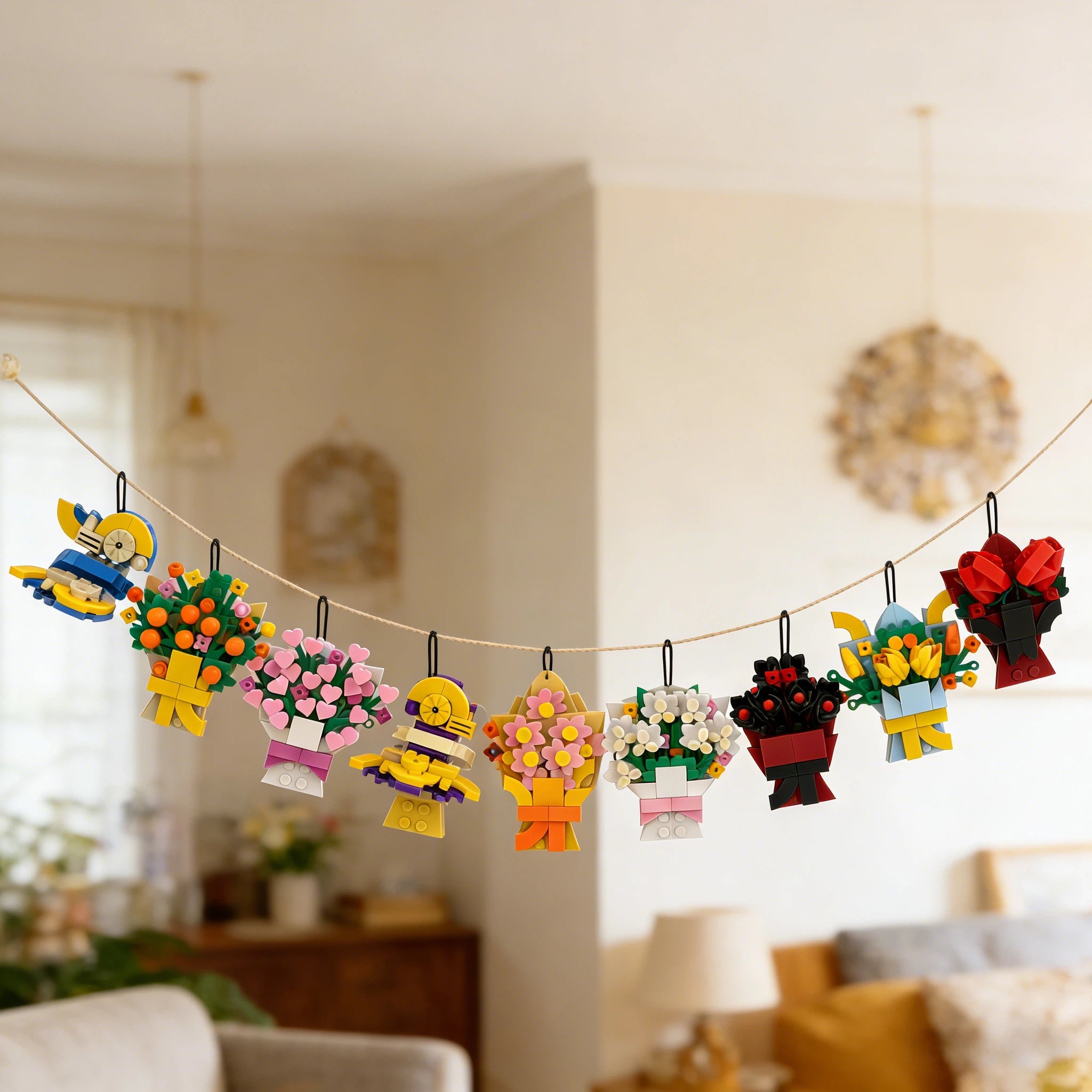 Baustein-Blumenstrauß-Kühlschrankmagnet-Set💌