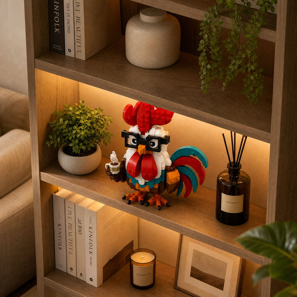 🐓☕ Coffee Lover Rooster Building Block Set