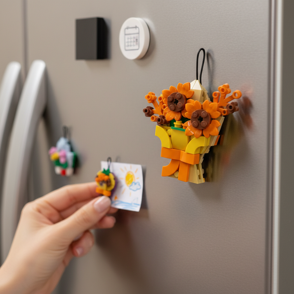 Baustein-Blumenstrauß-Kühlschrankmagnet-Set💌