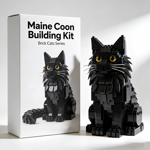 Brick Cats – Schwarzer Maine Coon Bausatz