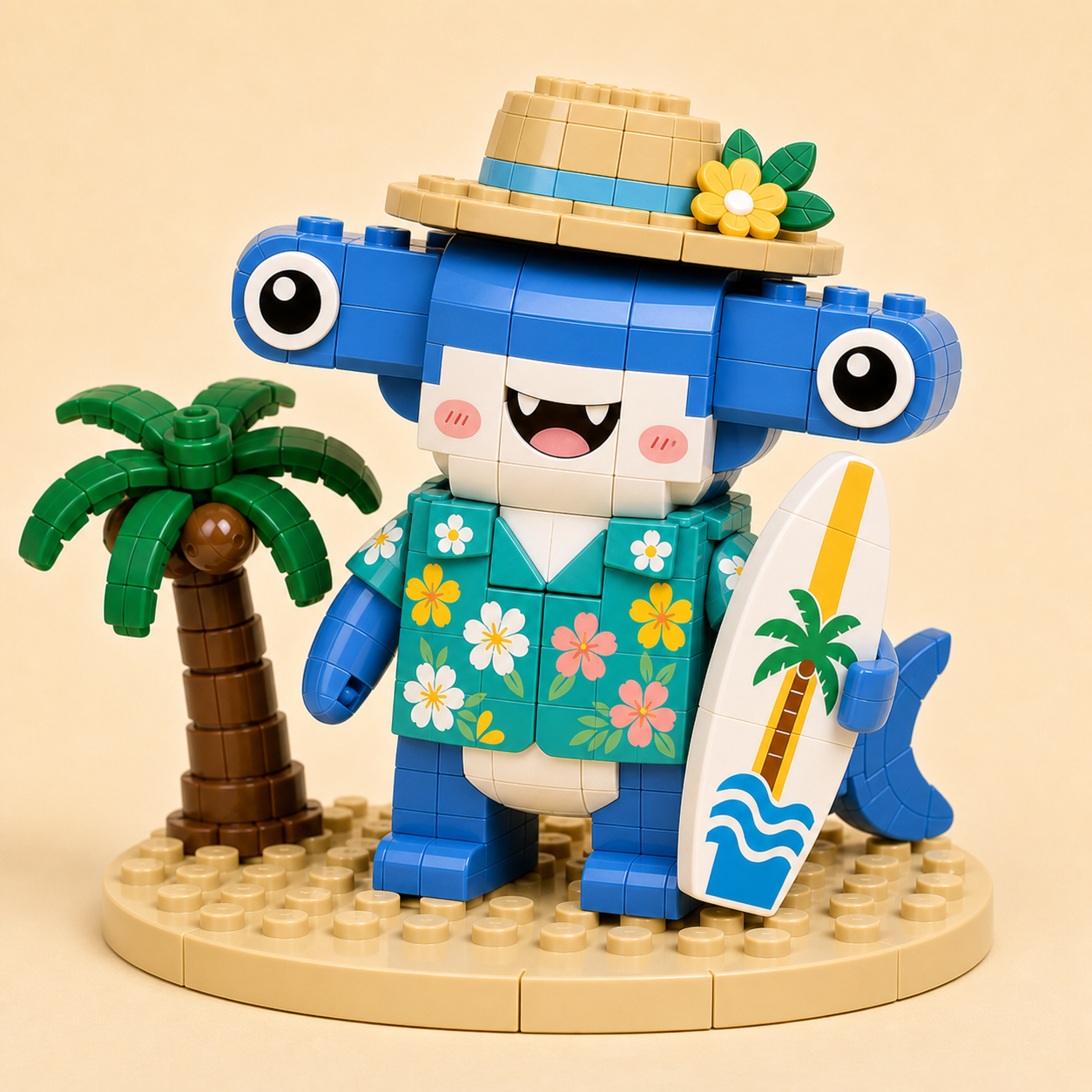 🦈 Tropical Surf Hammerhead Shark Brick Building Kit