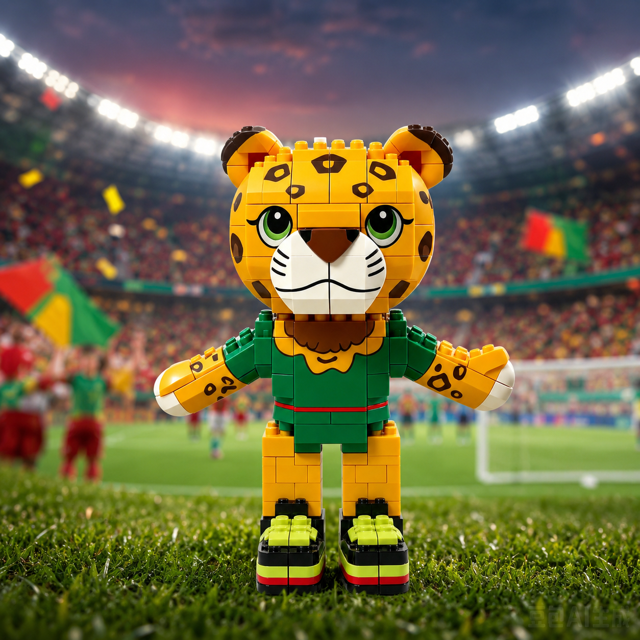 🇲🇽⚽ Mexico Soccer-Inspired Leopard Mascot Brick Figure 🐆✨