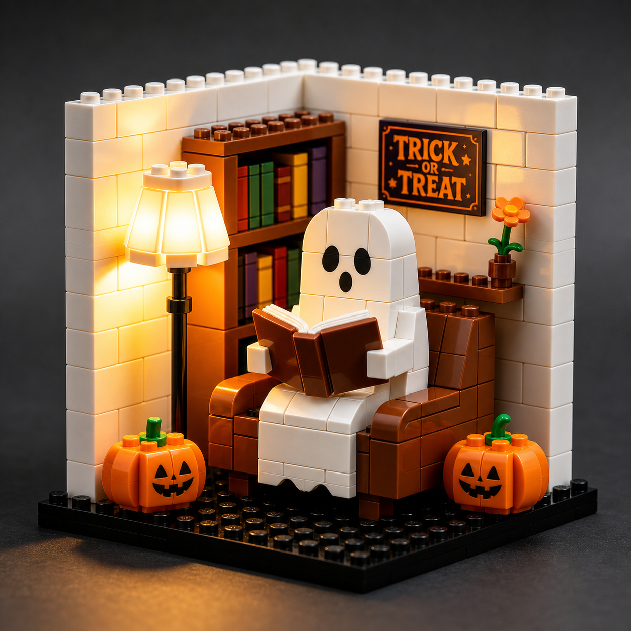 👻 Cozy Light-Up Reading Ghost Nook Brick Kit