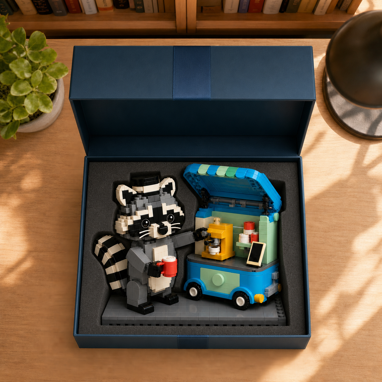 🦝 Barista Raccoon Coffee Cart Brick Building Kit