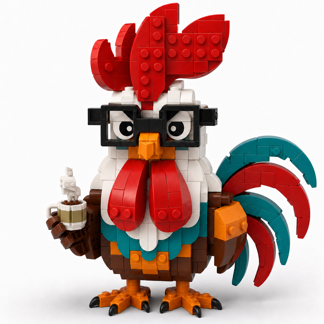🐓☕ Coffee Lover Rooster Building Block Set