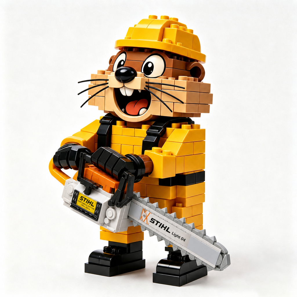 🦫 Lumberjack Hardhat Beaver Brick Building Kit