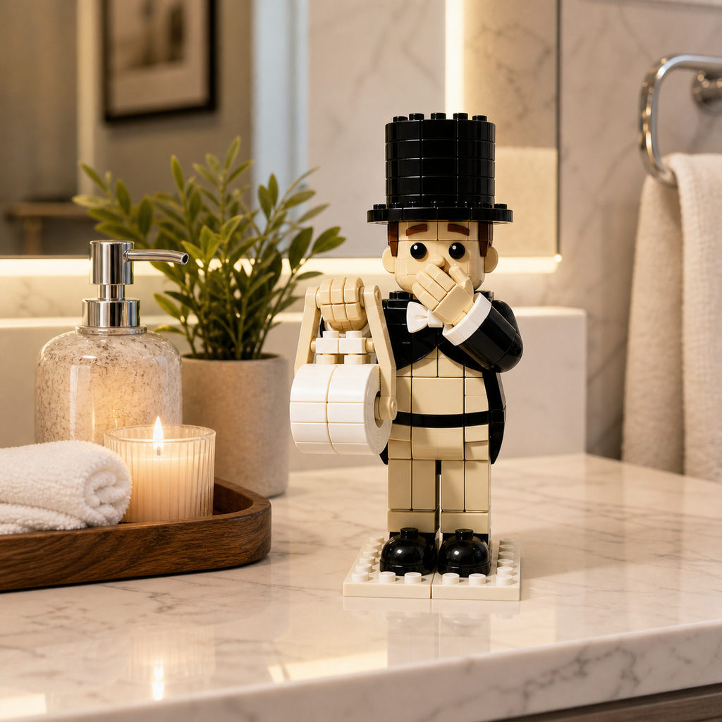Funny Gentleman Toilet Paper Holder Building Blocks with Top Hat