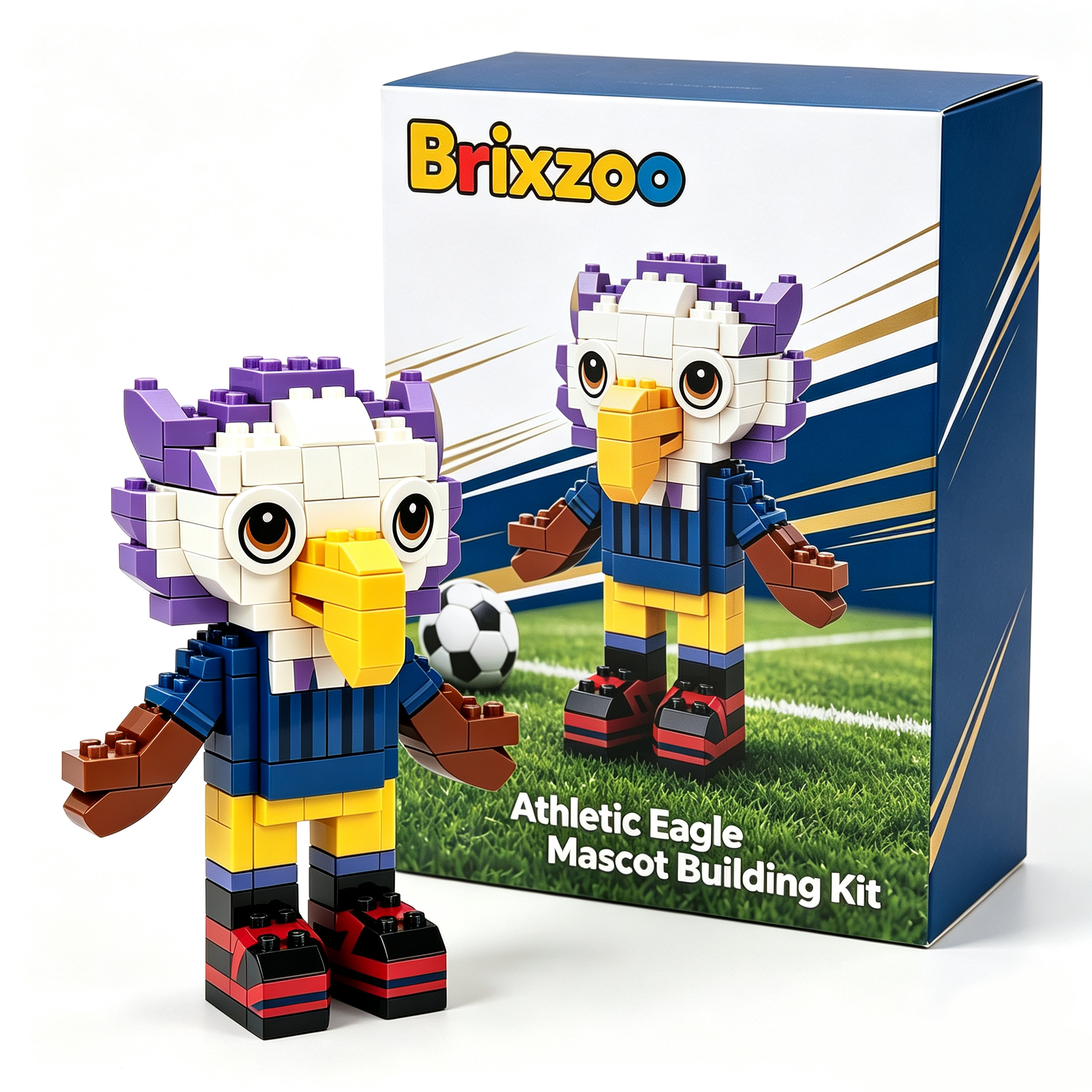 Athletic Eagle Mascot Building Block Set 🦅💙 | Sports-Inspired Brick Figure Celebrating Courage, Team Spirit & Dreams