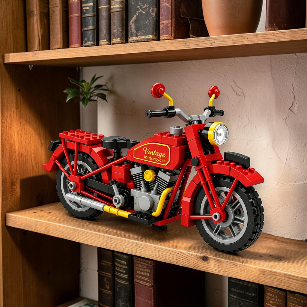 🏍️ Juego de construcción de bloques de la motocicleta americana clásica del 125º aniversario