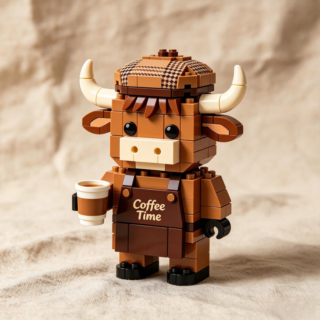 Coffee Time Highland Cow Brick Set | Barista Edition☕