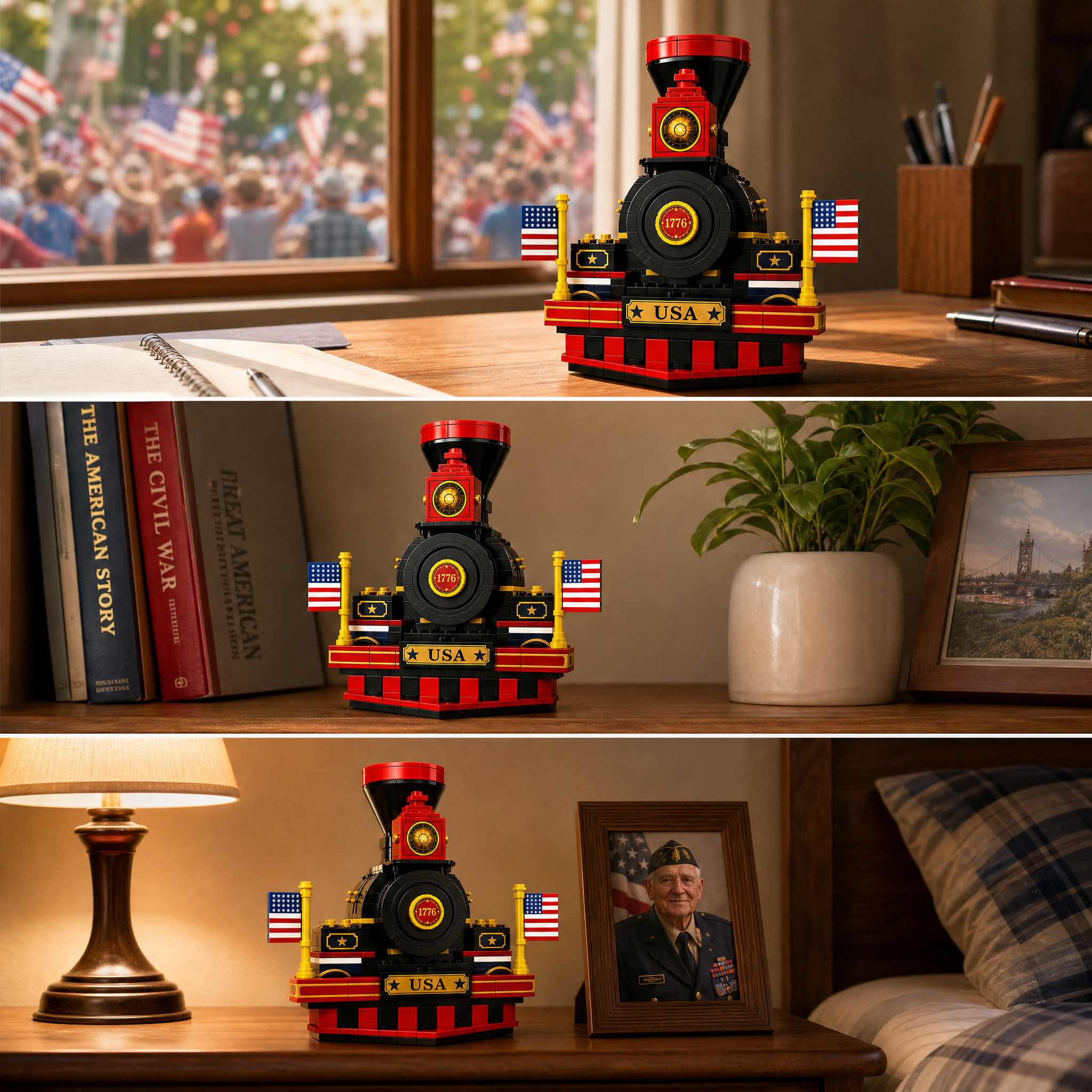 🚂🇺🇸 Liberty Express 1776 Locomotive Brick Set