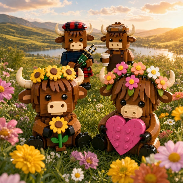 🐂🌻☕️🌸Highland Cow Brick Set Collection