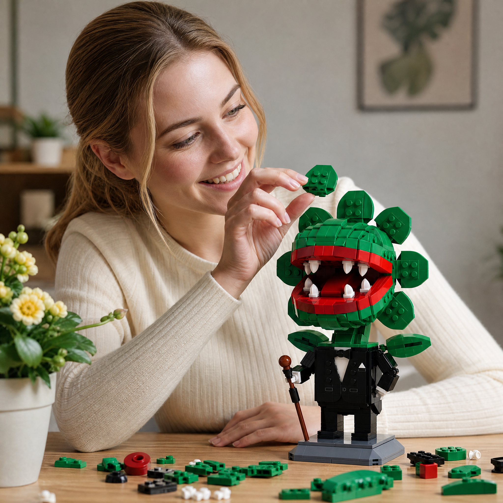 Gentleman Carnivorous Plant Brick Set | Quirky Monster Flower Building Kit for Adults