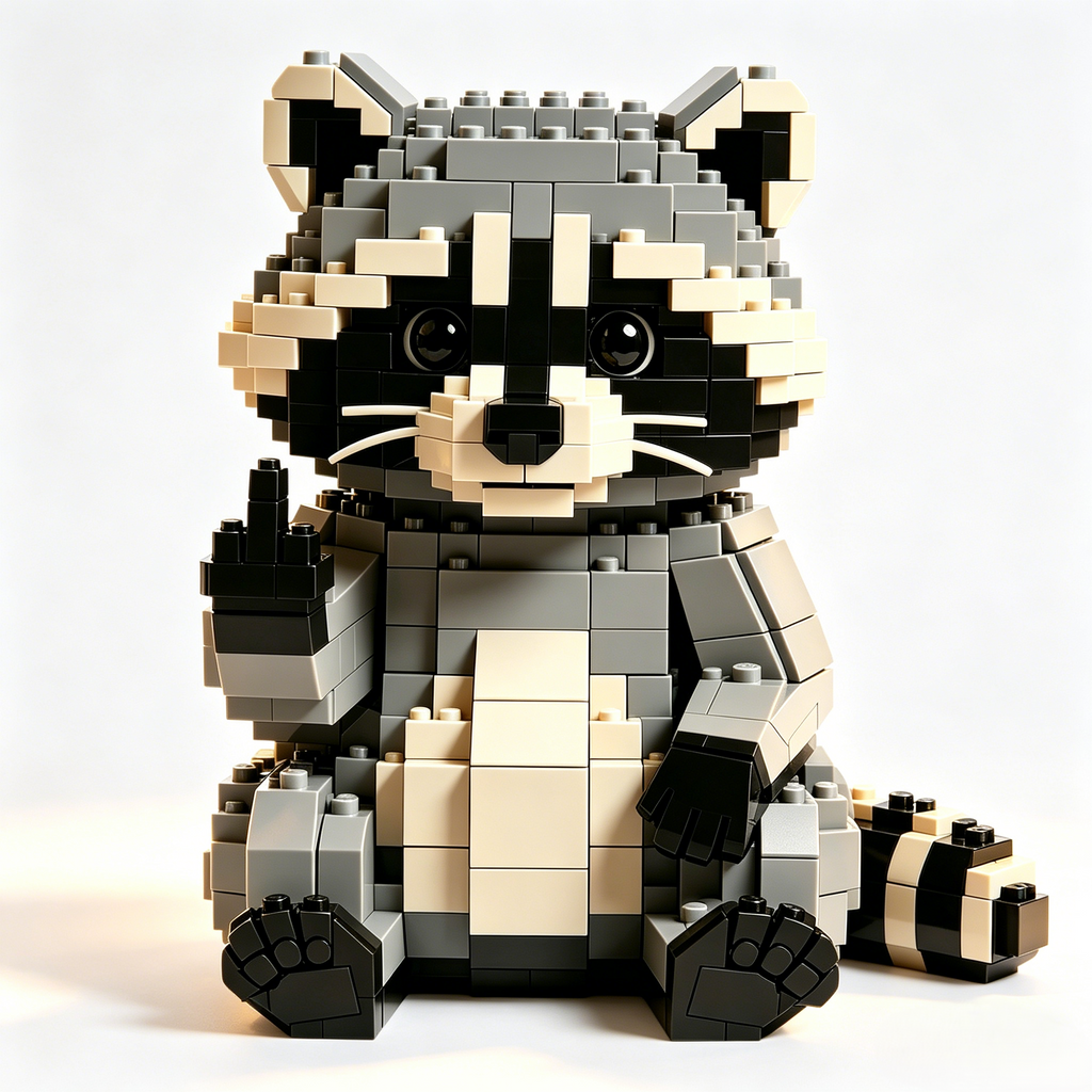 Sarkastischer Waschbär-Baustein-Set