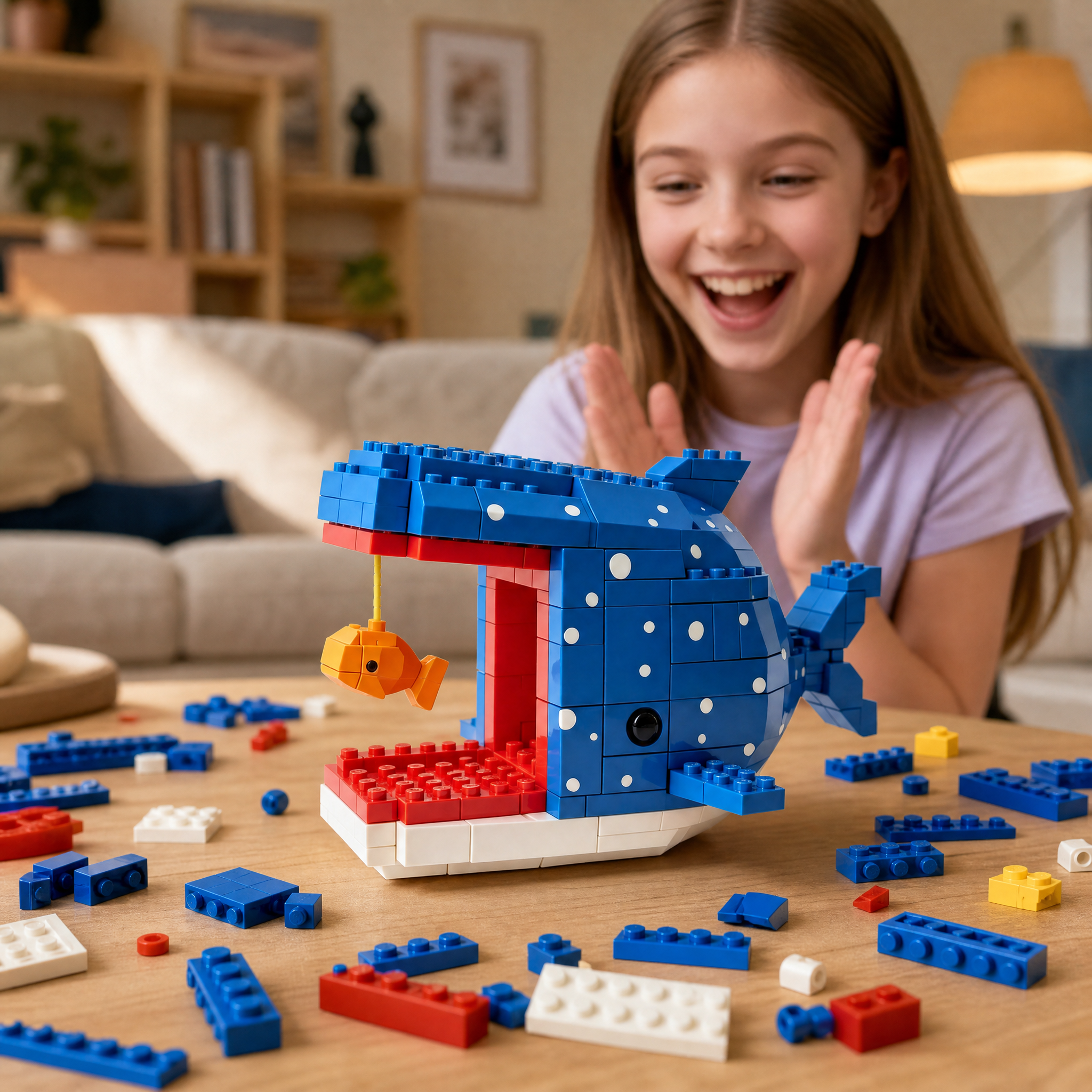 🐋🐟 Big Fish Chasing Little Fish Brick Set
