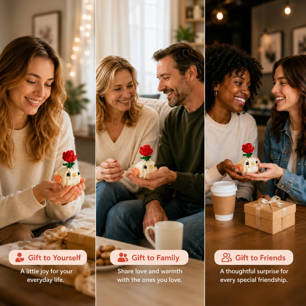 🐦🌹1x Little Bird, Big Bloom Brick Set