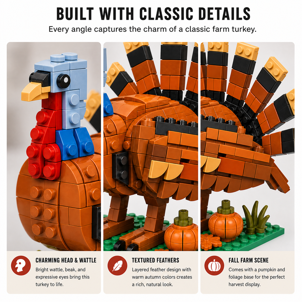 🦃🎃 Collectible Harvest Turkey Brick Set 🍂✨
