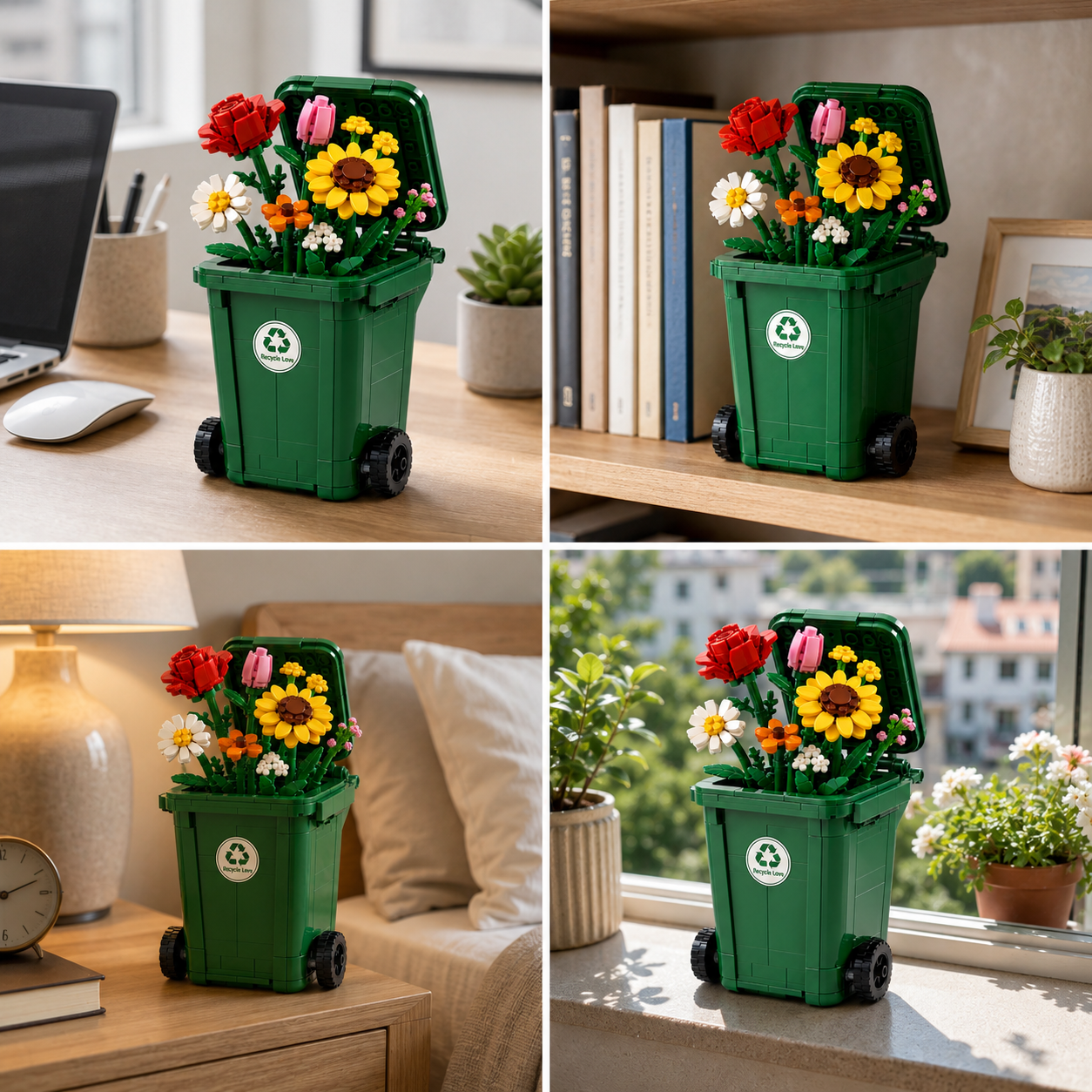 ♻️🌼Recycle Love Flower Bin Brick Set