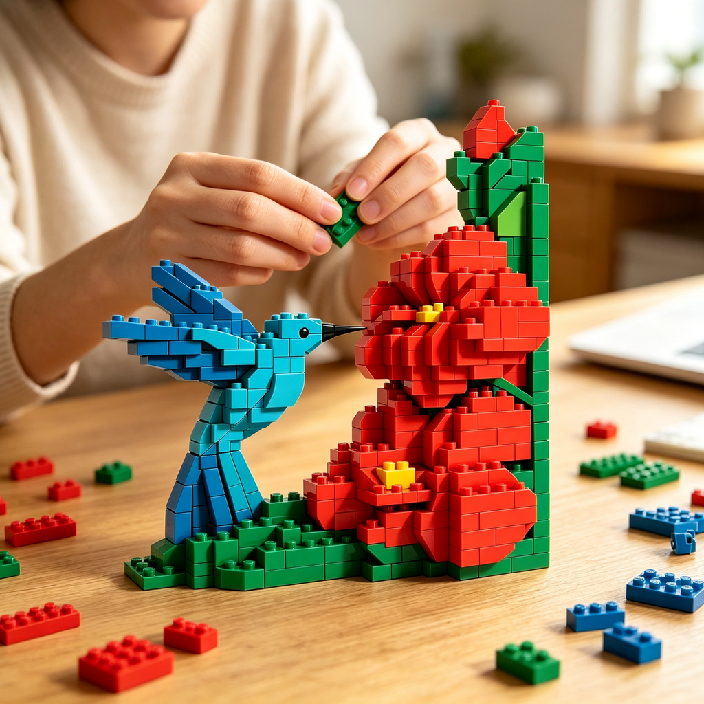 Hummingbird & Hibiscus Garden Brick Set 🌺🐦