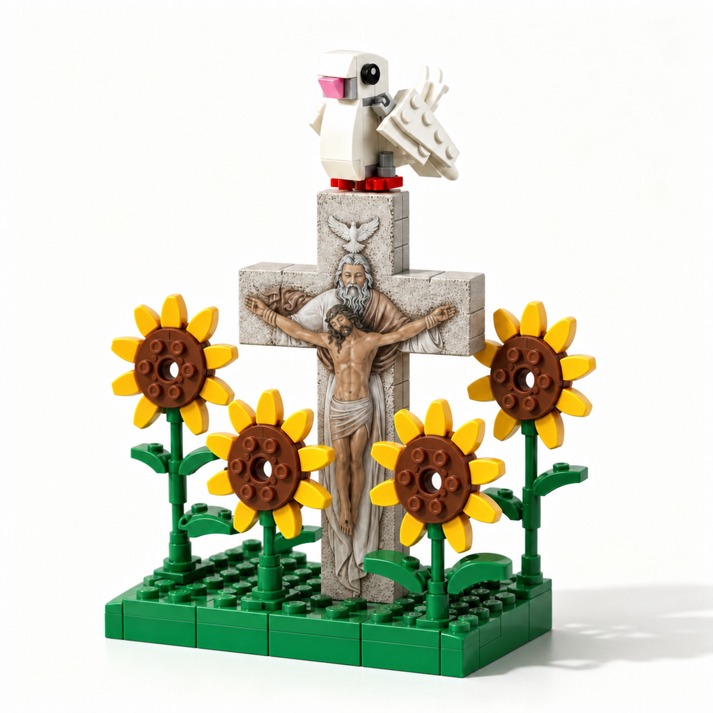 🌻🕊️ Faith & Sunflowers Cross Brick Set