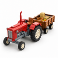 Vintage Farm Tractor with Trailer Brick Set | Retro Agricultural Building Kit for Adults