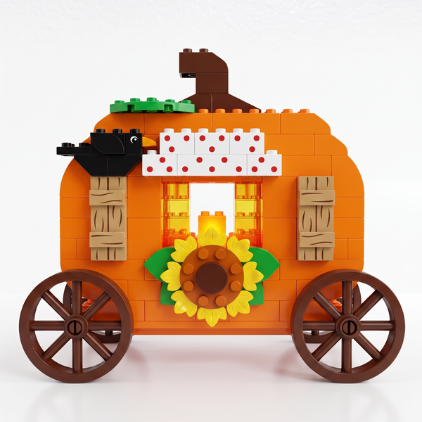 Whimsical Pumpkin Carriage Brick Set | Halloween & Fall Building Kit