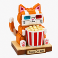 🐱🍿 Collectible Movie Night Cat Brick Set 😎✨
