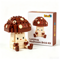 Cute Mushroom Character Building Blocks with Ladybug Print Caps