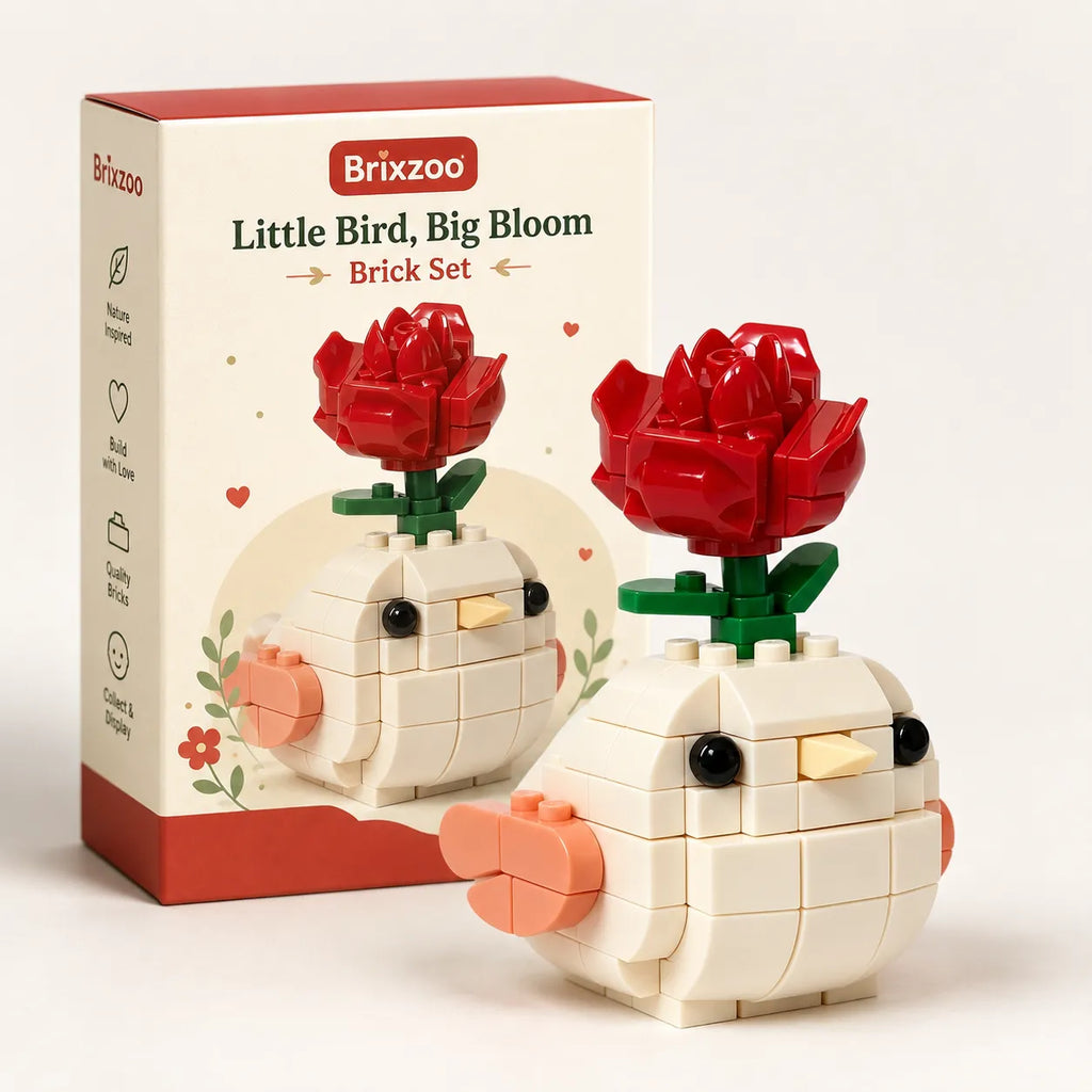 🐦🌹1x Little Bird, Big Bloom Brick Set