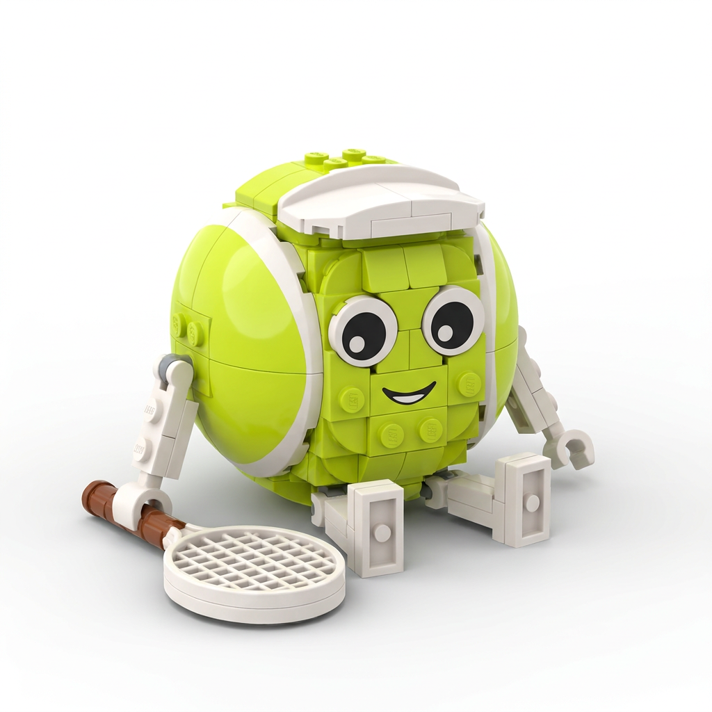 Cartoon Tennis Mascot Building Block Set