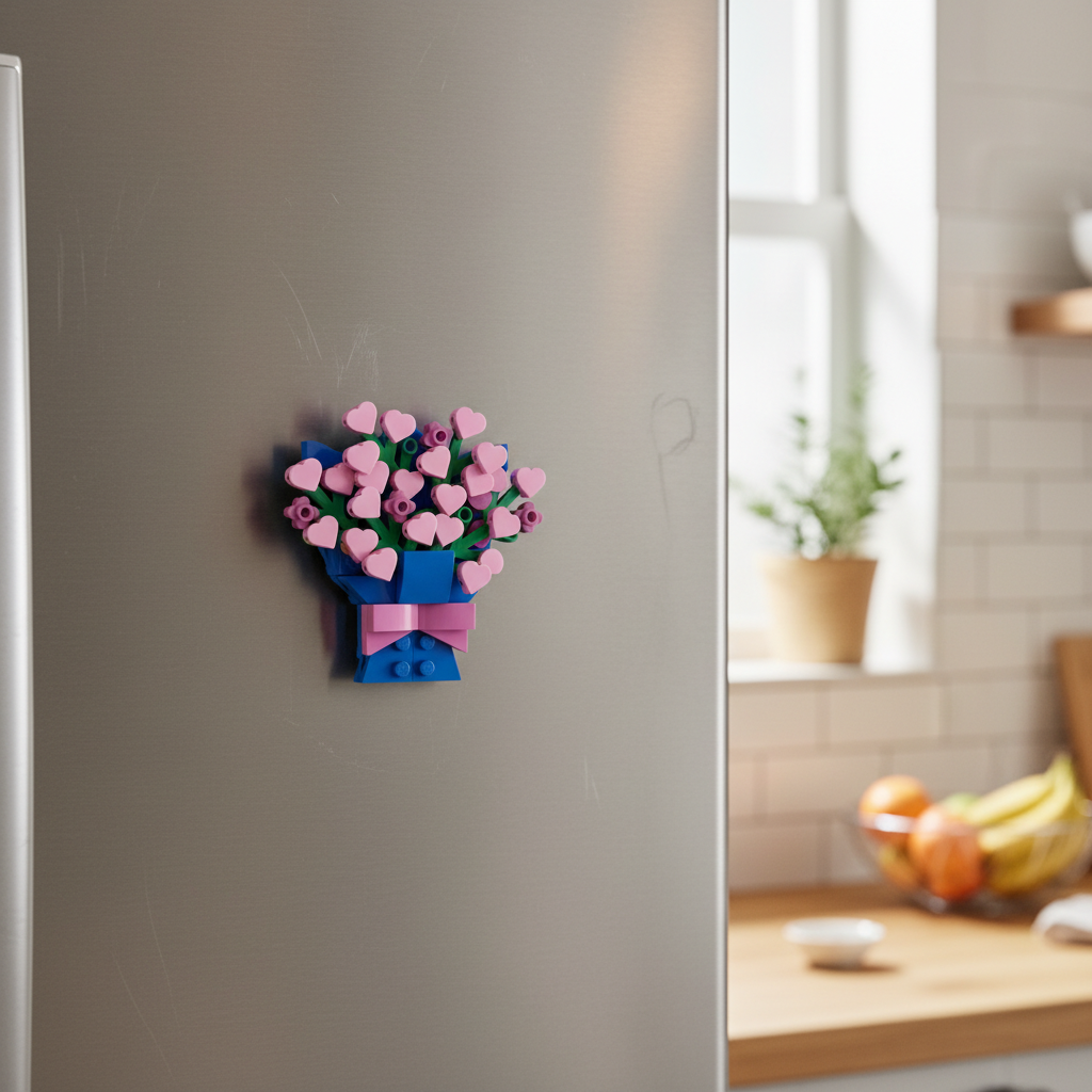 Baustein-Blumenstrauß-Kühlschrankmagnet-Set💌