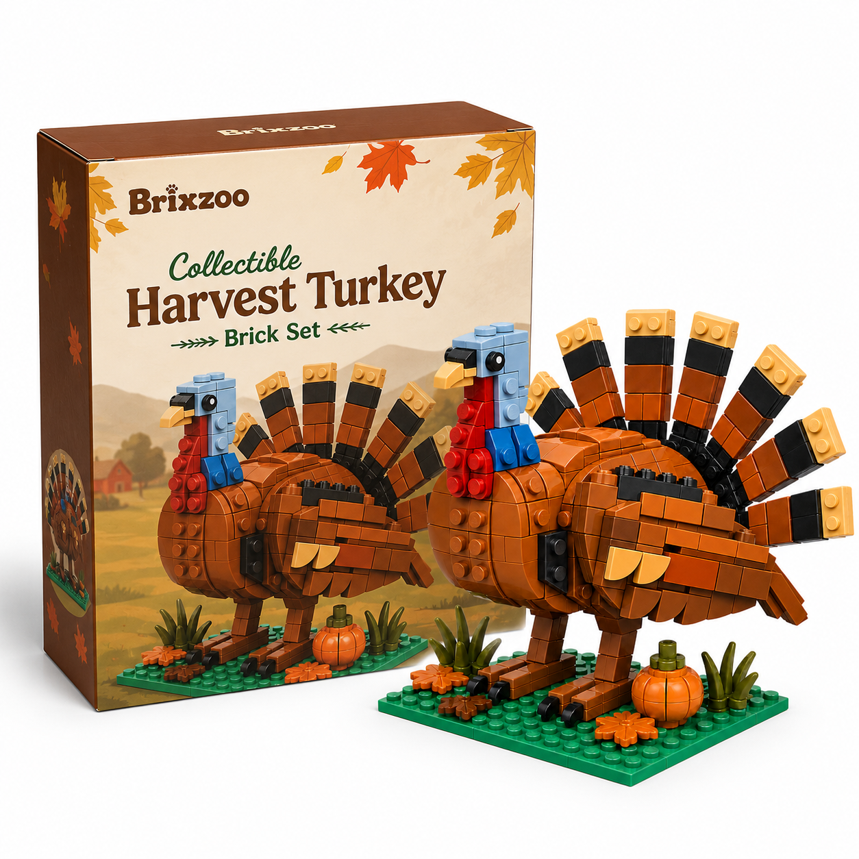 🦃🎃 Collectible Harvest Turkey Brick Set 🍂✨