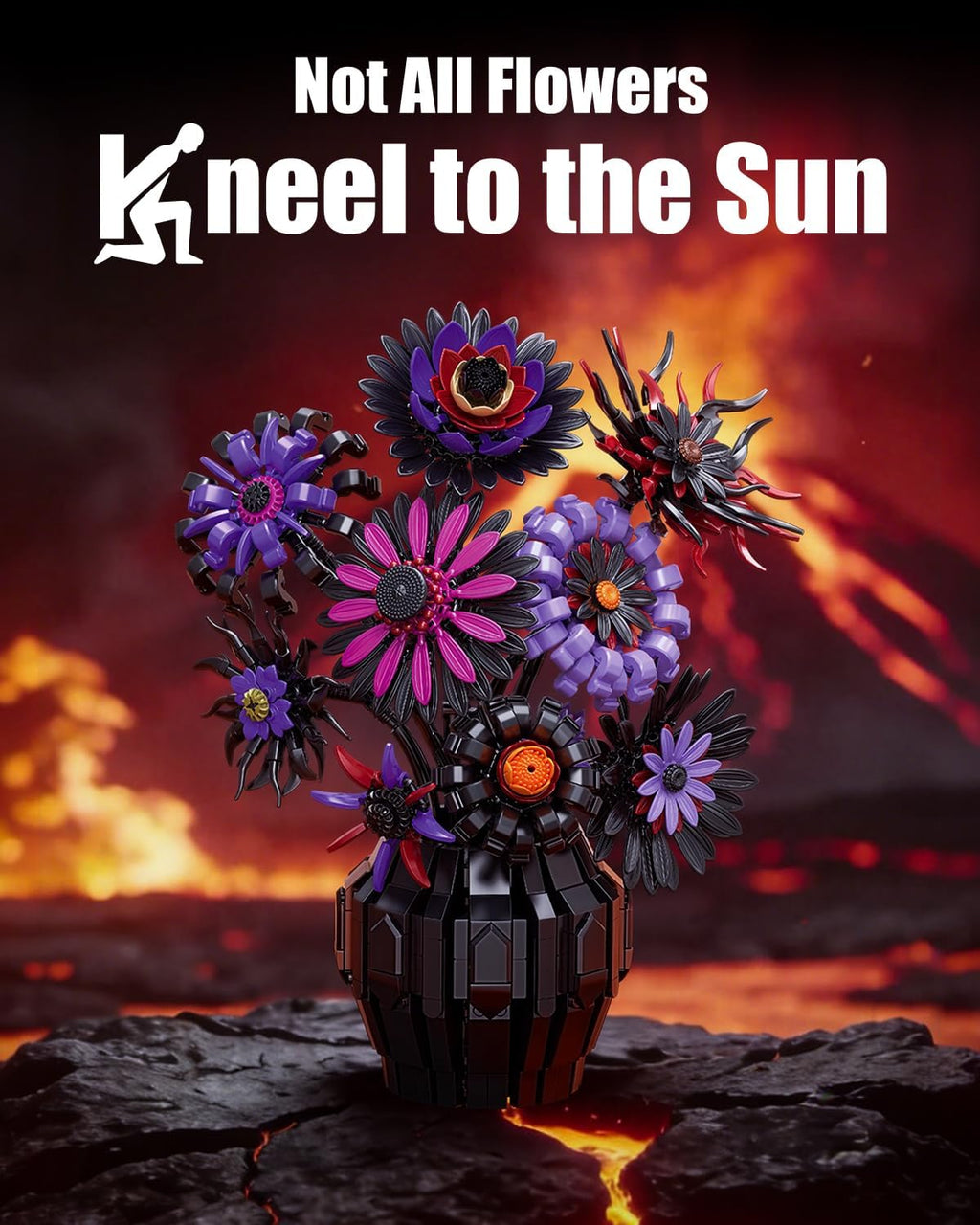 🖤Dunkle Sonnenblumen Bau-Set mit Vase