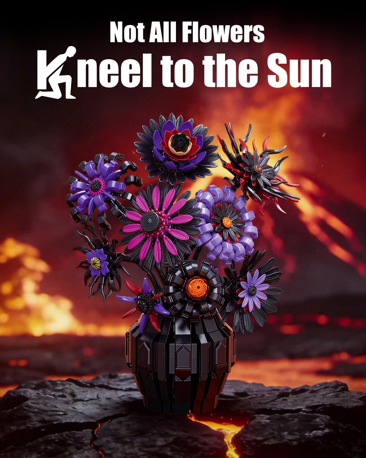🖤Dunkle Sonnenblumen Bau-Set mit Vase