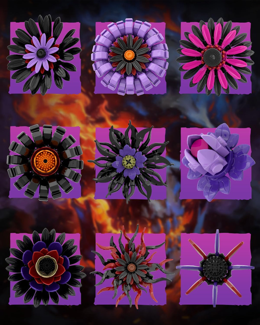 🖤Dunkle Sonnenblumen Bau-Set mit Vase