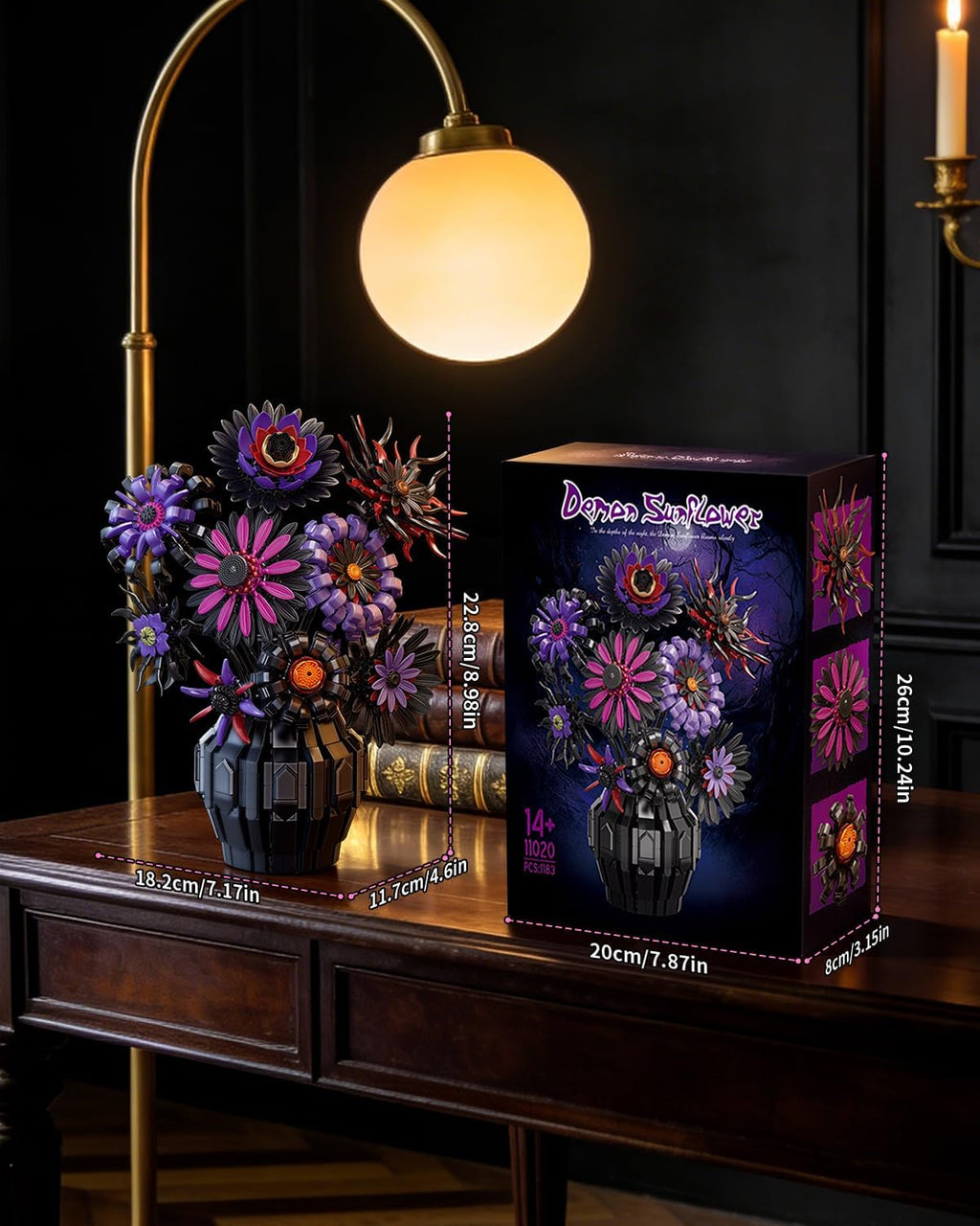 🖤Dunkle Sonnenblumen Bau-Set mit Vase