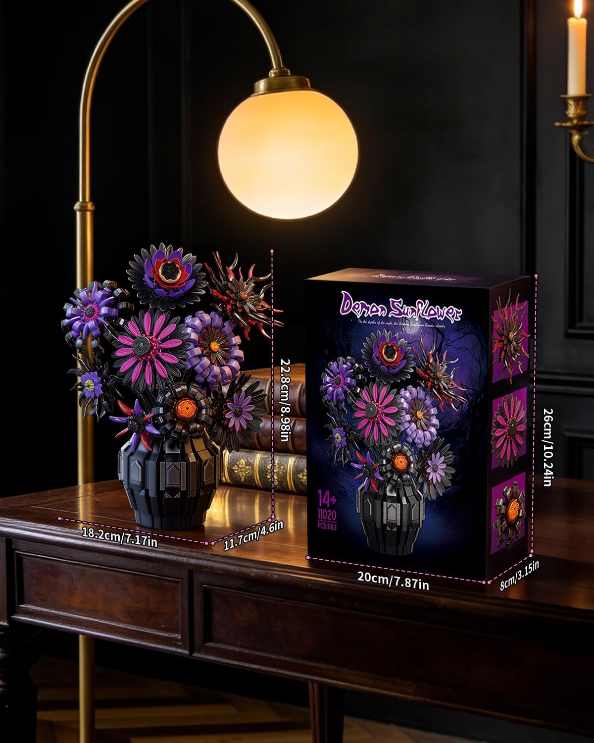 🖤Dunkle Sonnenblumen Bau-Set mit Vase