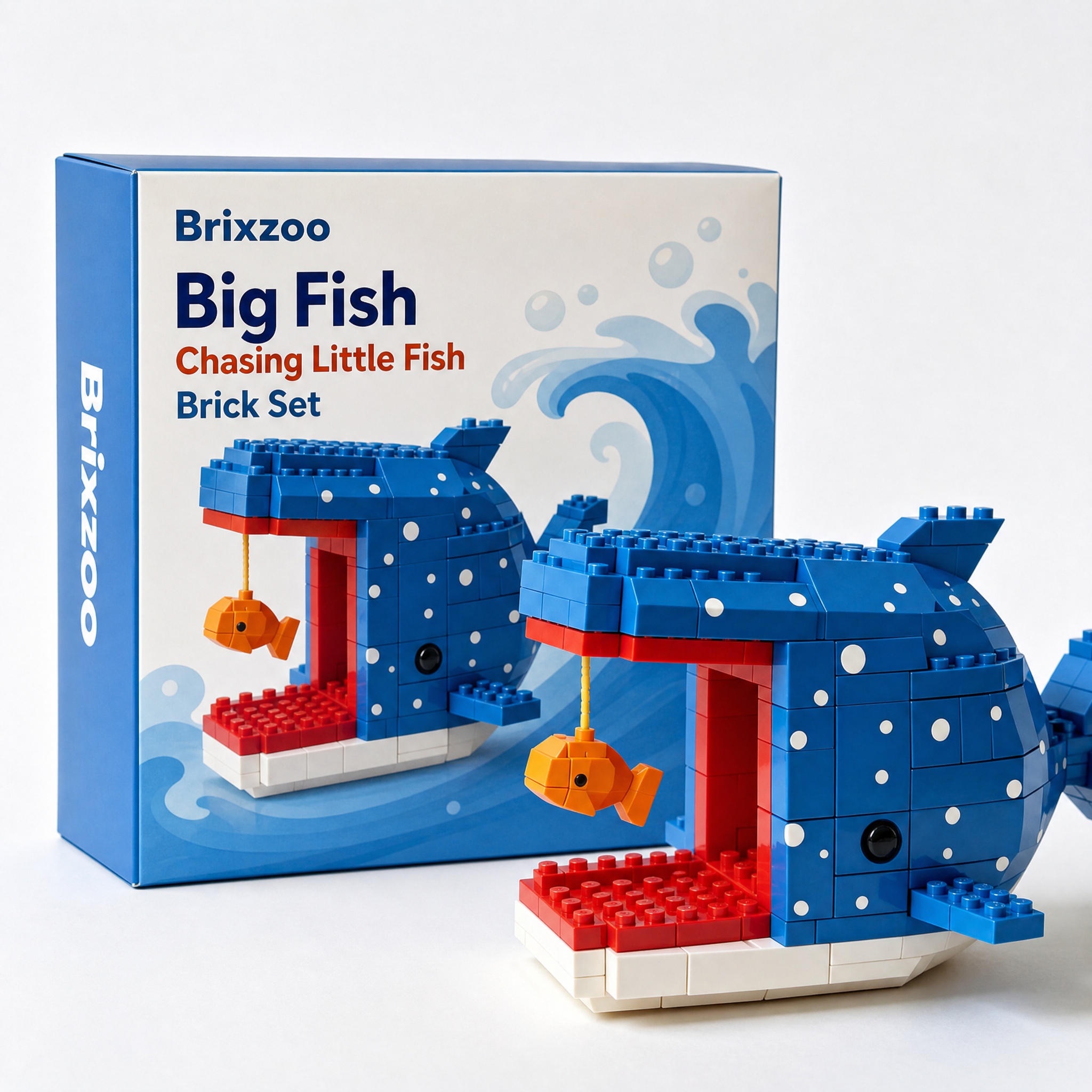 🐋🐟 Big Fish Chasing Little Fish Brick Set