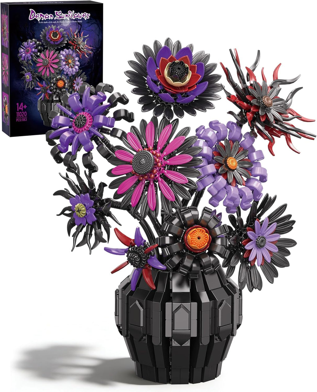 🖤Dunkle Sonnenblumen Bau-Set mit Vase