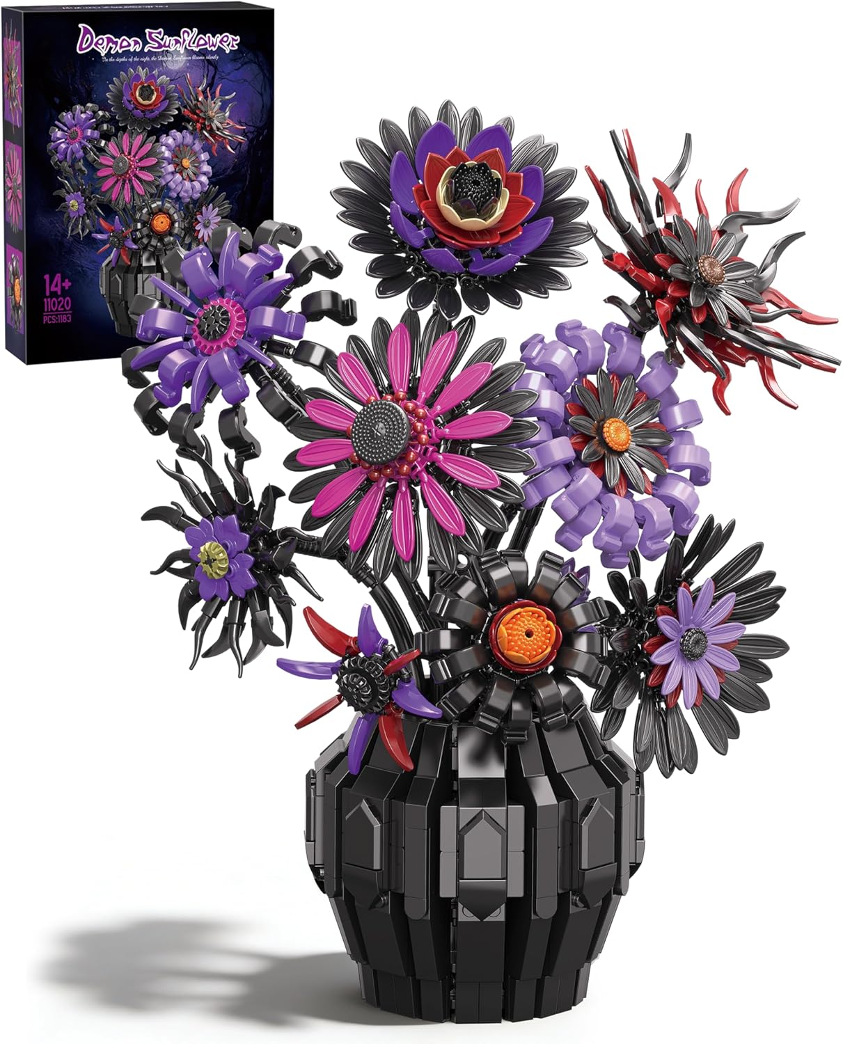 🖤Dunkle Sonnenblumen Bau-Set mit Vase