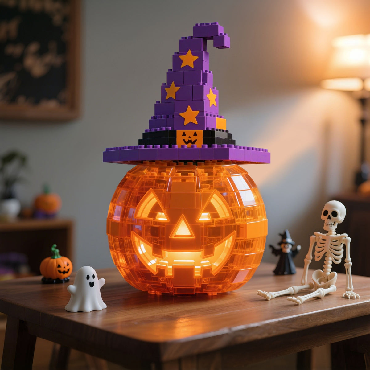2026 Halloween Limited – Glowing Pumpkin Brick Lamp(4-PC)🎃
