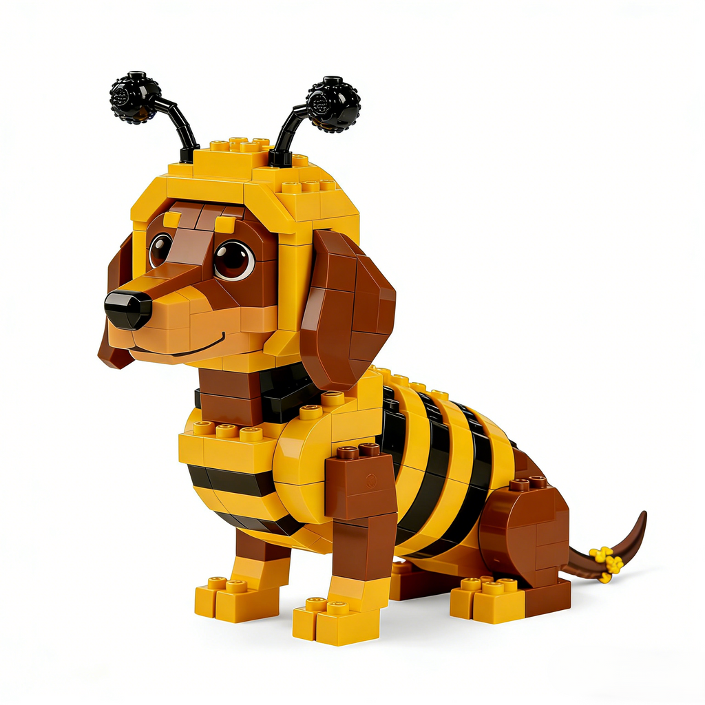 🐕Bienen-Dackel-Baustein-Set